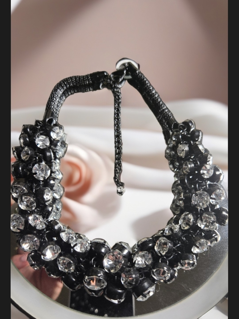 J. Crew Black Crystal Cluster Collar Necklace